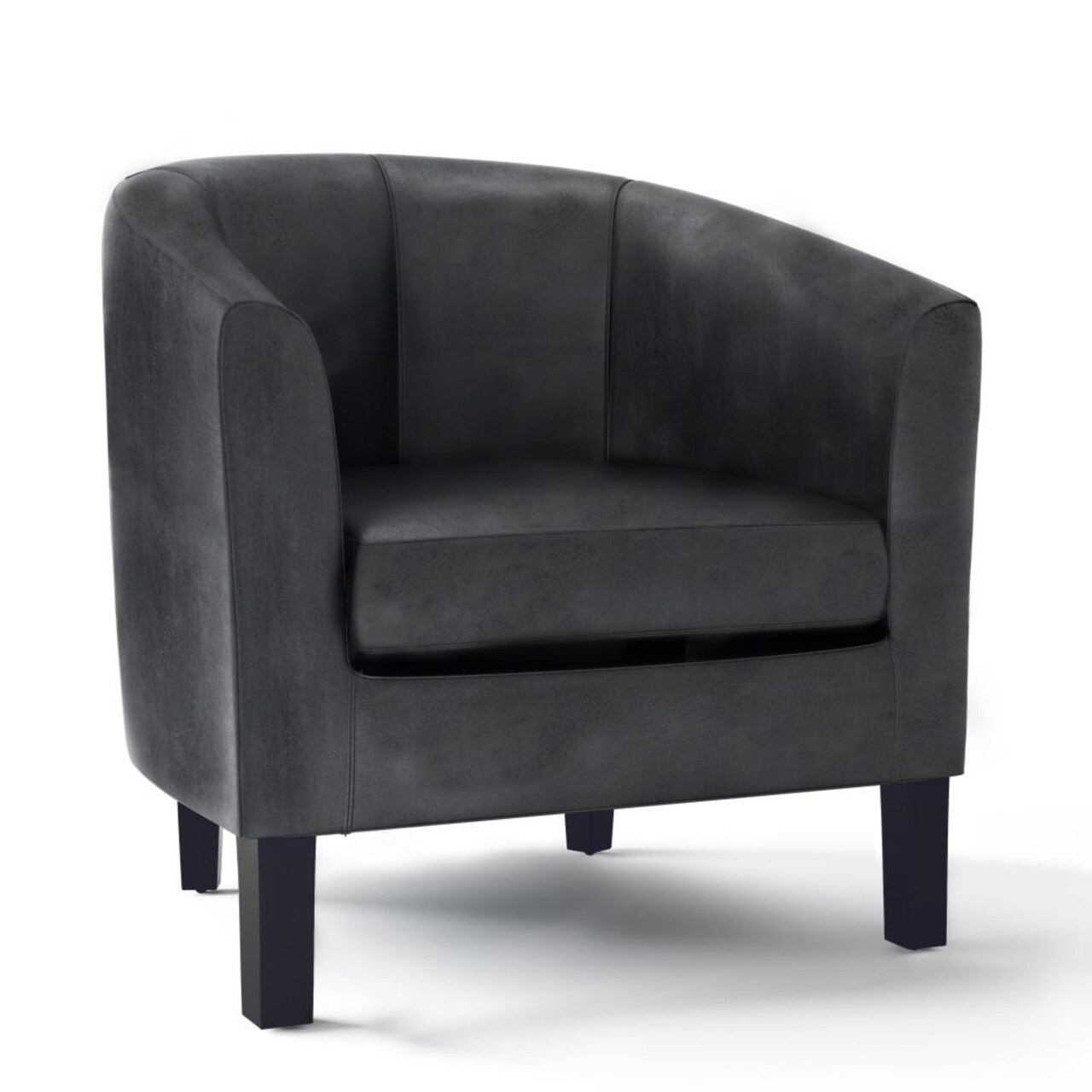 Simpli Home Austin 30"Tub Chair Tub Chair Distressed Faux Leather, Living Room